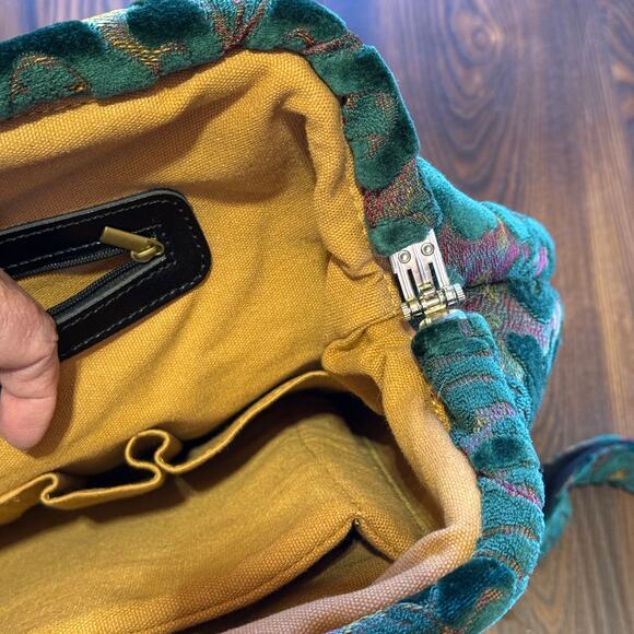 NWOT MCW Burnout Velvet Jade Green Carpet Laptop Backpack - Picture 7 of 15